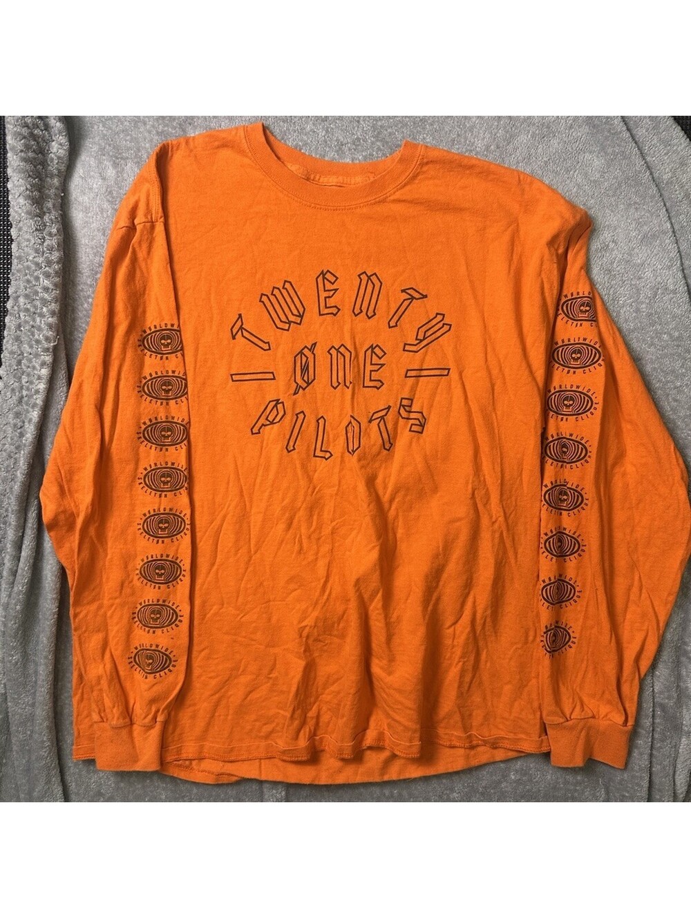 Twenty One Pilots T Shirt Long Sleeve Orange Skeleton Clique Band Merch Large